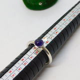 Sterling Silver Amethyst Cabochon Solitaire Ring Vintage c1970 Size N 1/2 UK