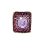 Sterling Silver Sparkling Pink & Purple CZ Statement Ring Vintage c2000 Size N