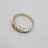 Sterling Silver Pink & White CZ Channel Set Band Dress Ring Modern c1990 Size R