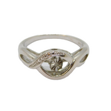 Sterling Silver Diamond Set Illusion Twisted Band Ring Modern c2000 Size U