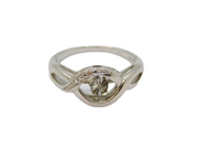 Sterling Silver Diamond Set Illusion Twisted Band Ring Modern c2000 Size U