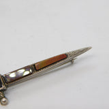 20th Century Scottish Sterling Silver & Agate Dirk Brooch Antique c1920s