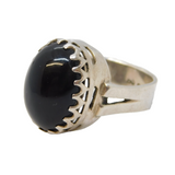 Sterling Silver Cabochon Garnet Set Signet Ring Vintage 1977 Sheffield