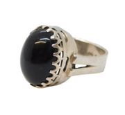 Sterling Silver Cabochon Garnet Set Signet Ring Vintage 1977 Sheffield