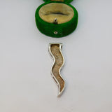 Sterling Silver Mother Of Pearl & Black Onyx Zigzag Charm Pendant Vintage c1970
