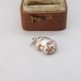 Sterling Silver Puffy Race Car Charm Pendant Vintage c1970