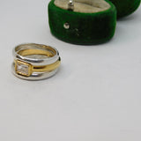 Sterling Silver & Gilt Crystal Set Triple Stacking Ring Vintage c1970 Size N