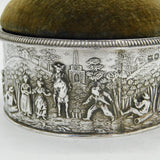 Victorian Sterling Silver Rural Life Regency Style Trinket Box Antique 1899