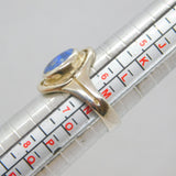 Sterling Silver Oval Sodalite Studio Style Dress Ring Vintage c1970 Size M 1/2