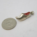 Sterling Silver Enamel Dutch Clog Shoe Charm Pendant Vintage c1970