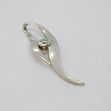 Sterling Silver Studio Style Spinel Set Curved Drop Pendant Vintage c1970