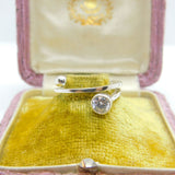 Sterling Silver Twist Band Ring With Diamond Paste Vintage c1970 Size O