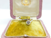 Sterling Silver Twist Band Ring With Diamond Paste Vintage c1970 Size O