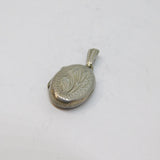 Sterling Silver Floral Design Small Oval Locket Charm Pendant Vintage c1970