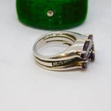 Sterling Silver Purple Crystal Set Dress Ring Vintage c1970 Size N 1/2
