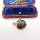 Sterling Silver Citrine Heart Charm Pendant Vintage c1970