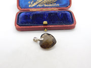 Sterling Silver Citrine Heart Charm Pendant Vintage c1970