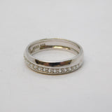 Sterling Silver & Crystal Set Band Ring Vintage c1970 Size Q UK