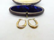 Silver Gilt Bi-Colour and Diamond Paste Hoop Earrings Vintage c1970