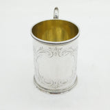 Victorian Sterling Silver Floral Pattern Christening Mug Antique 1869 London