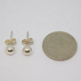 Pair of Sterling Silver 4mm Round Plain Ball Stud Earrings Vintage c1970