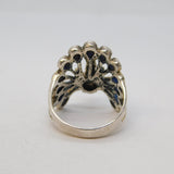 Sterling Silver & Abalone Set Studio Peacock Statement Ring Vintage