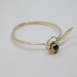 Sterling Silver Studio Style Sapphire Set Flower Dress Ring Vintage c1970 Size O