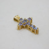 Sterling Silver 11 Tanzanite Cross Pendant Vintage c1970