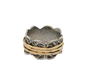 Gold On Sterling Silver Patterned Triple Spinning Band Ring Modern c2000 Size R