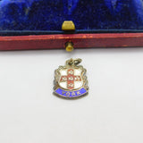 Sterling Silver and Enamel York Travel Shield Charm Pendant Vintage c1970