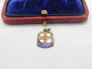Sterling Silver and Enamel York Travel Shield Charm Pendant Vintage c1970