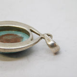 Sterling Silver Cabochon Turquoise Set Drop Pendant Vintage c1990s