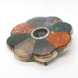 Victorian Scottish Sterling Silver Pebble Agate Target Brooch Antique c1860s