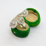 Sterling Silver Art Deco Style Paste Statement Ring Vintage c1990 Size R 1/2