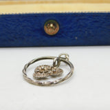 Sterling Silver Three Flower Floral Drop Pendant Vintage c1970