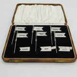 Boxed Set of Sterling Silver & Bakelite Sandwich Flags Antique 1936 Birmingham