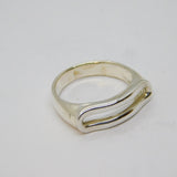 Sterling Silver Split Wavy Band Dress Ring Vintage c1970 Size O 1/2