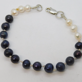Sterling Silver Simulated Pearl Dress Bracelet Vintage c1990s