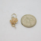 Sterling Silver Single Rose Flower Stamped "MUM" Charm Pendant Vintage c1970s