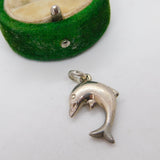 Sterling Silver Leaping Dolphin Charm Pendant Vintage c1970
