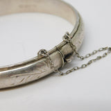 Sterling Silver Floral Pattern Cuff Bangle Bracelet Vintage 1972 Birmingham