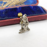 Sterling Silver Alpine Skiing Charm Pendant Vintage c1970