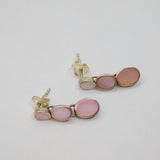 Pair of Sterling Silver Triple Dyed Pink Shell Stud Drop Earrings Modern c1990