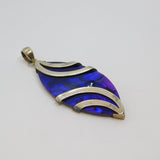 Sterling Silver Studio Style Shell Ellipse Long Drop Pendant Vintage c1970
