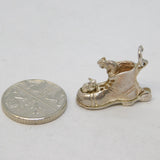 Sterling Silver Mice in the Shoe Charm Pendant Vintage c1970