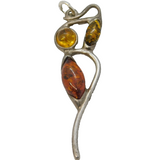 Sterling Silver Baltic Amber Drop Charm Pendant Vintage c1970s