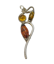 Sterling Silver Baltic Amber Drop Charm Pendant Vintage c1970s