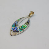 Sterling Silver Shell Set Ellipse Shape Charm Pendant Vintage c1970