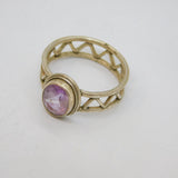Sterling Silver Faceted Amethyst Zigzag Pattern Studio Ring Vintage c1970 Size P