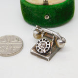 Sterling Silver Traditional Telephone Charm Pendant Vintage c1970